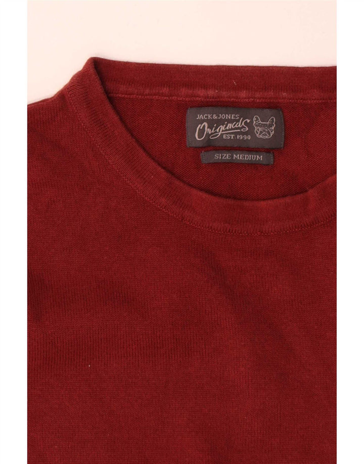 Suéter masculino Jack & Jones com gola redonda, algodão vermelho médio