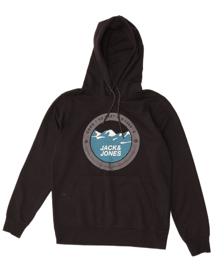 Jack & Jones moletom com capuz gráfico masculino médio preto poliéster