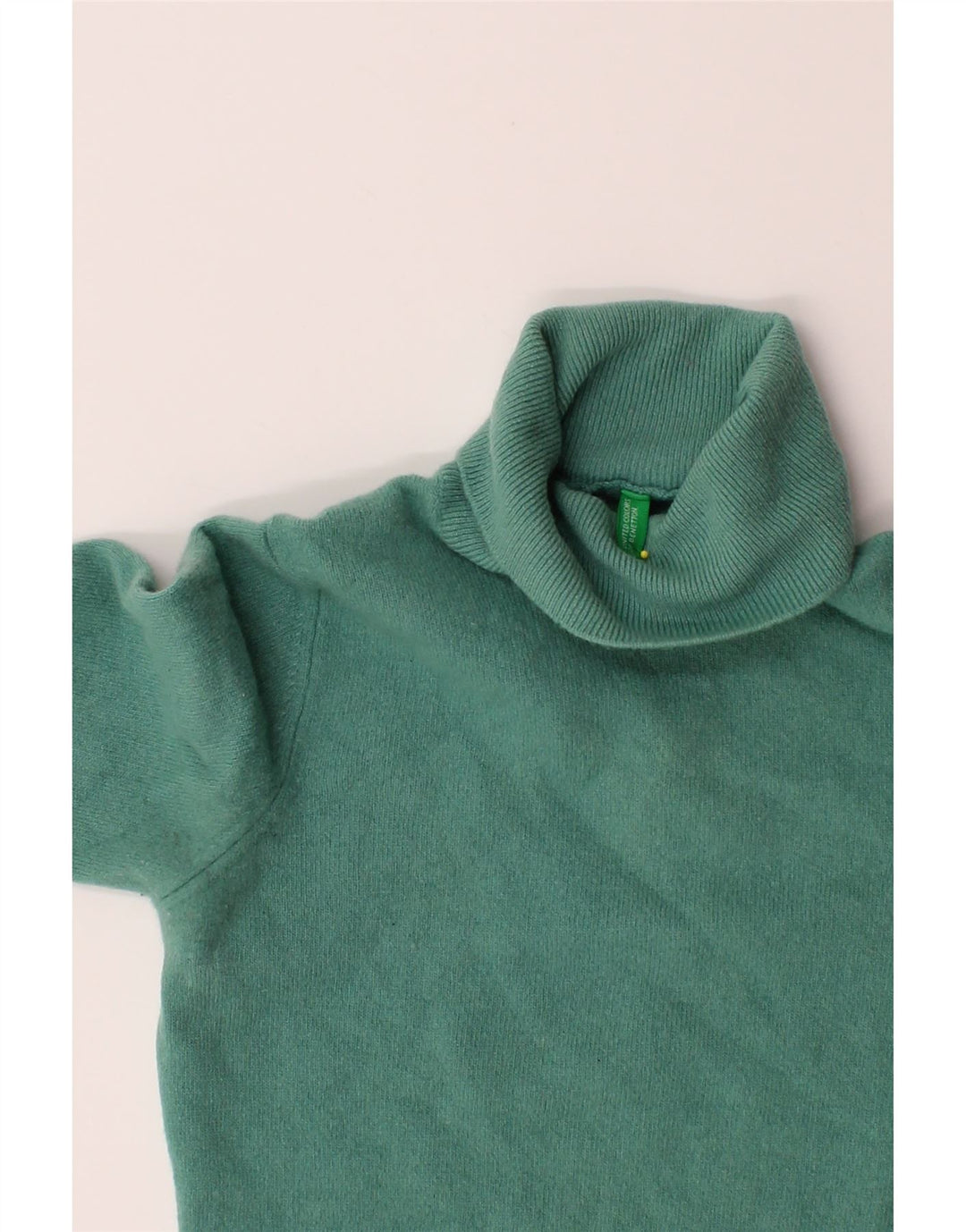 BENETTON Girls Roll Neck Jumper Sweater 9-10 Years Green Vintage Benetton and Second-Hand Benetton from Messina Hembry 