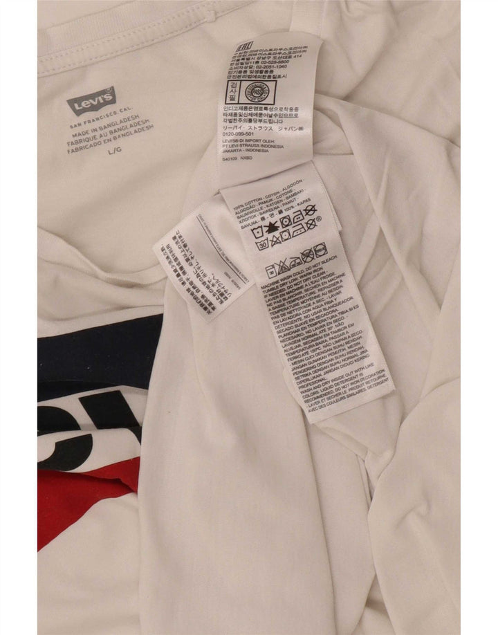 Camiseta feminina gráfica Levi's UK 16 grande algodão branco