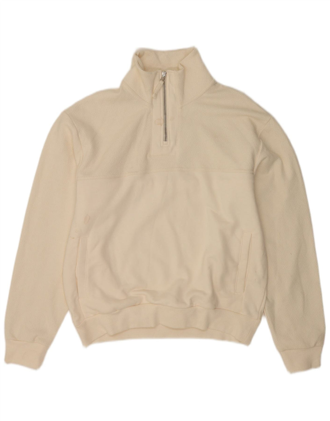 Moletom masculino Zara com zíper e gola em poliéster pequeno branco