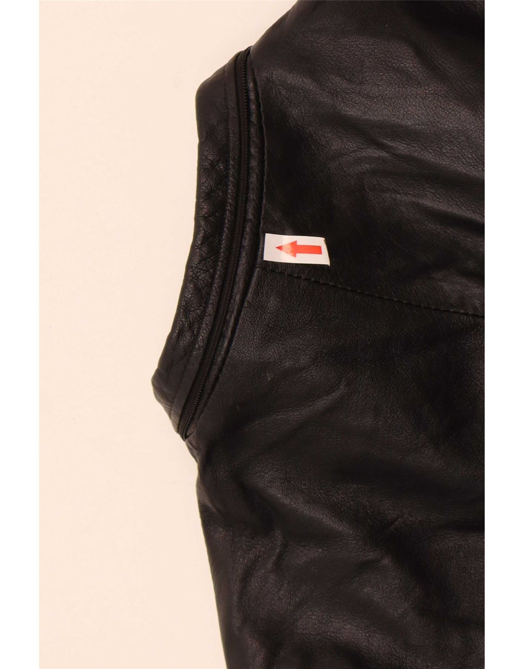 Casaco de couro feminino vintage IT 44 médio preto
