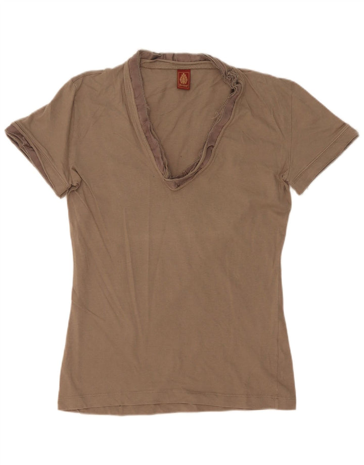 Camiseta feminina Dondup UK 12 algodão cáqui médio