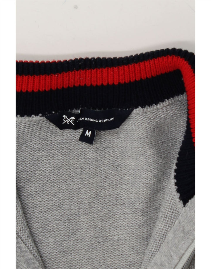 CREW CLOTHING Suéter cardigã masculino algodão cinza médio