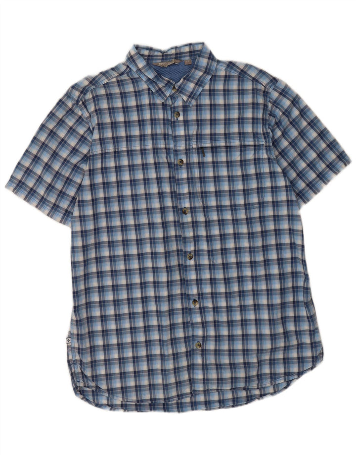 Camisa masculina de manga curta Mountain Warehouse algodão xadrez azul grande