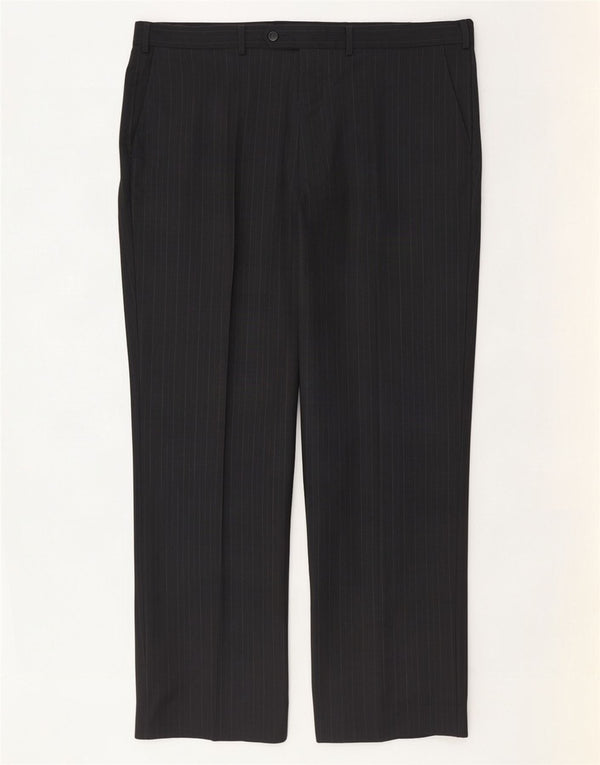 Calça masculina de terno reto Marks & Spencer W40 L31 cinza risca de giz nova lã