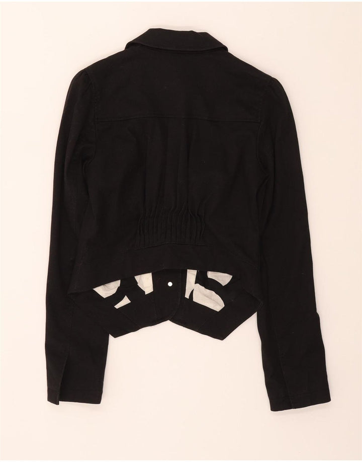 Jaqueta blazer feminina Armani com 3 botões UK 12 algodão preto médio