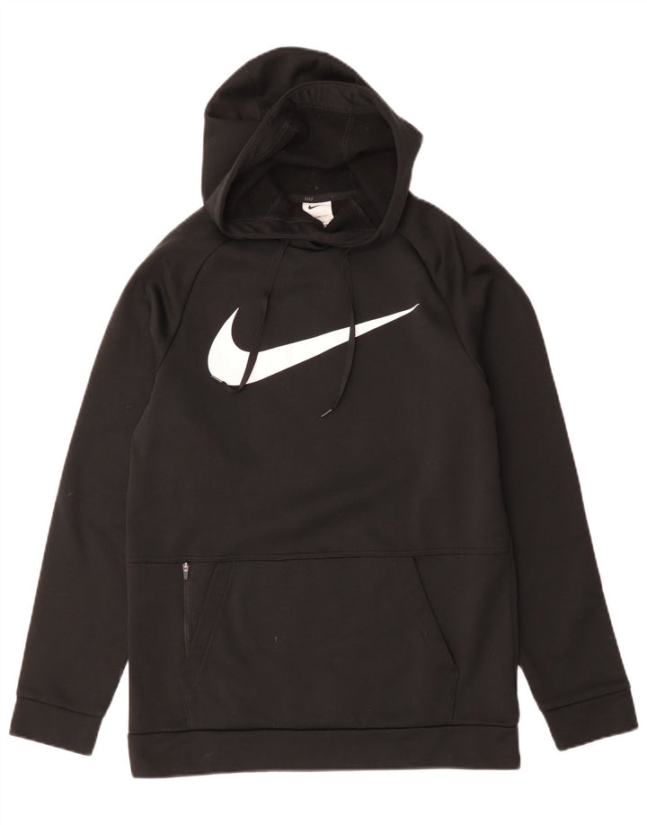 Suéter com capuz gráfico Nike Therma-Fit masculino pequeno poliéster preto