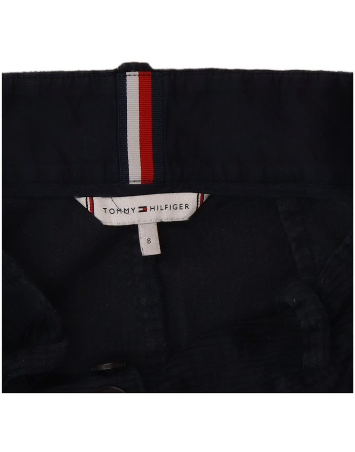 Saia feminina de veludo Tommy Hilfiger EUA 8 médio W28 algodão azul marinho