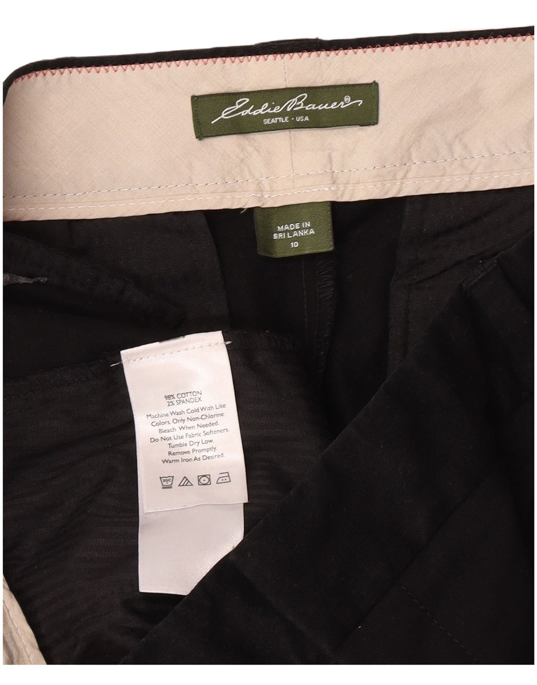 Shorts Chino feminino Eddie Bauer EUA 10 grandes W32 algodão preto
