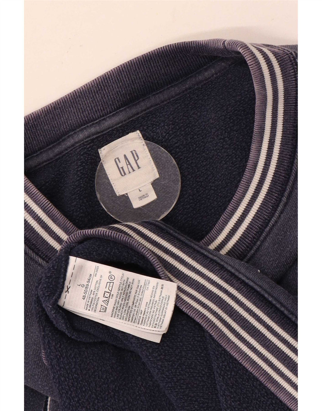 Moletom gráfico masculino Gap Jumper grande algodão listrado azul marinho