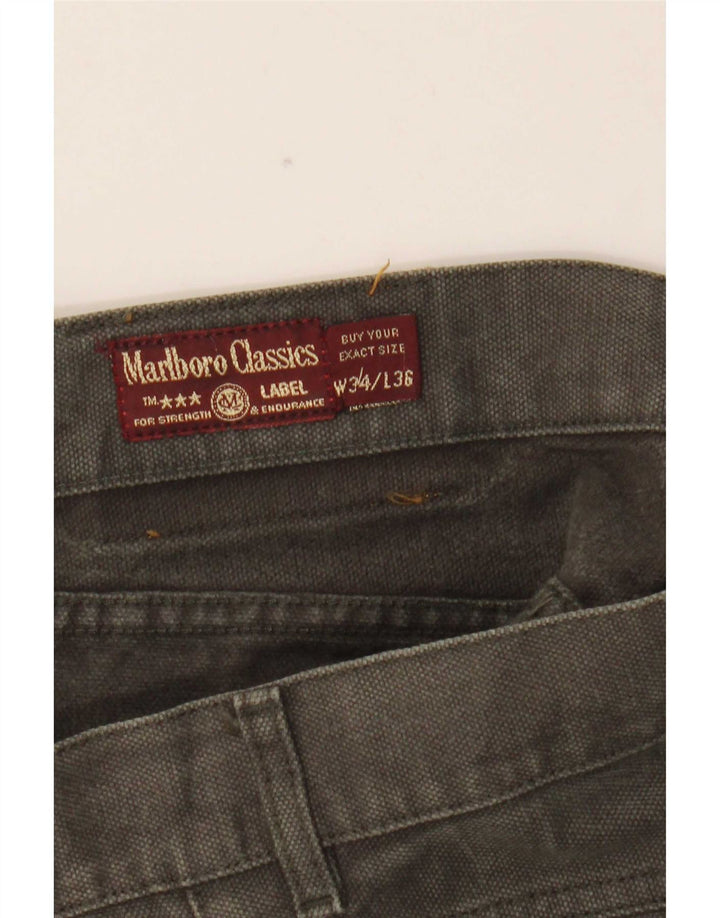 Jeans retos masculinos Marlboro Classics W34 L32 algodão cáqui