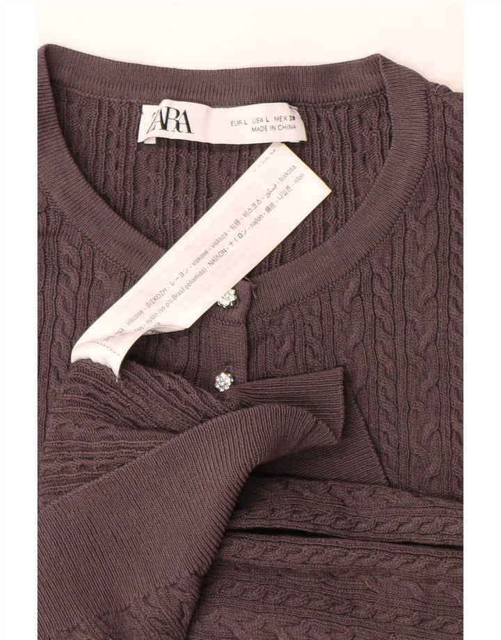 Suéter cardigã feminino Zara Reino Unido 16 grande viscose cinza