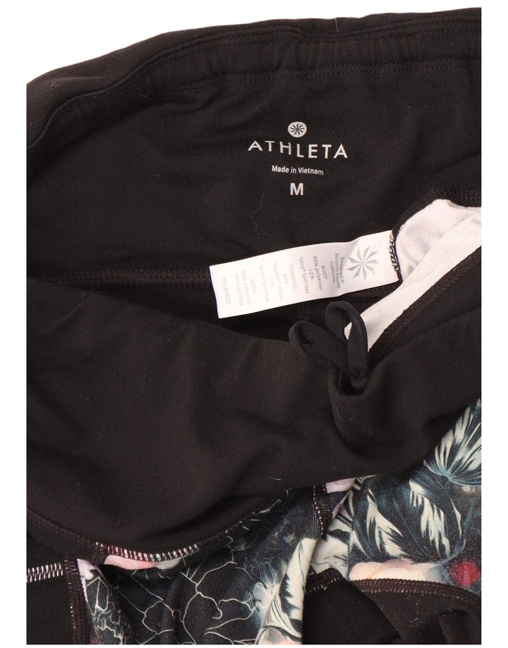 Leggings femininas Athleta UK 14 poliéster floral preto médio