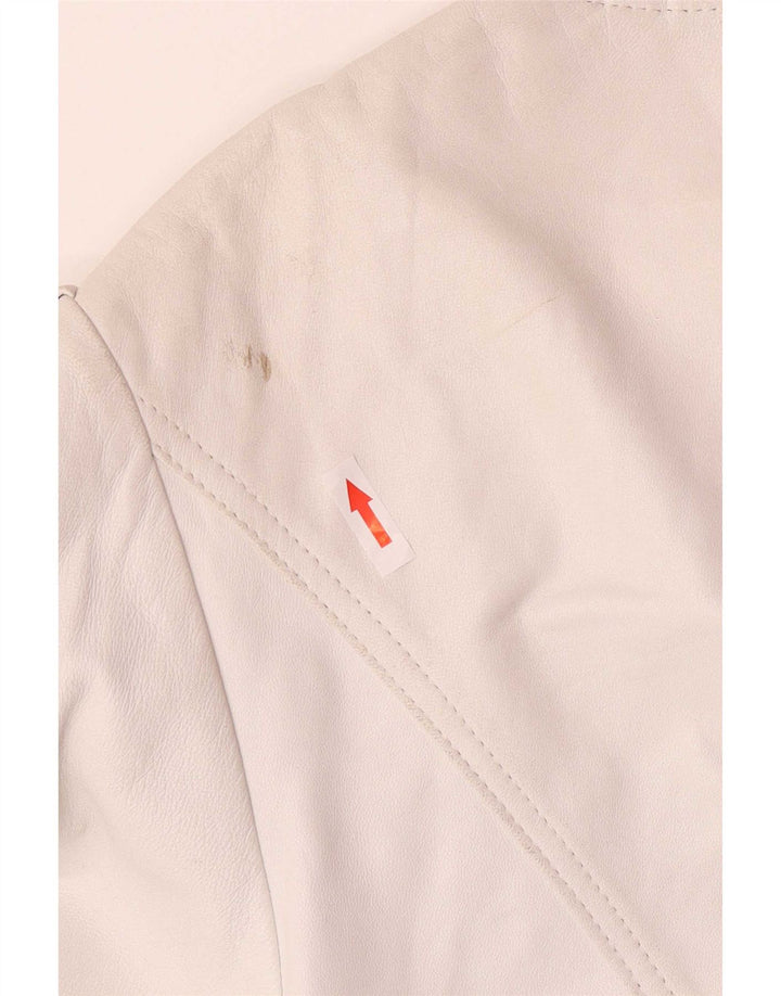 Jaqueta blazer feminina de couro com 4 botões Madeleine IT 42 médio branco
