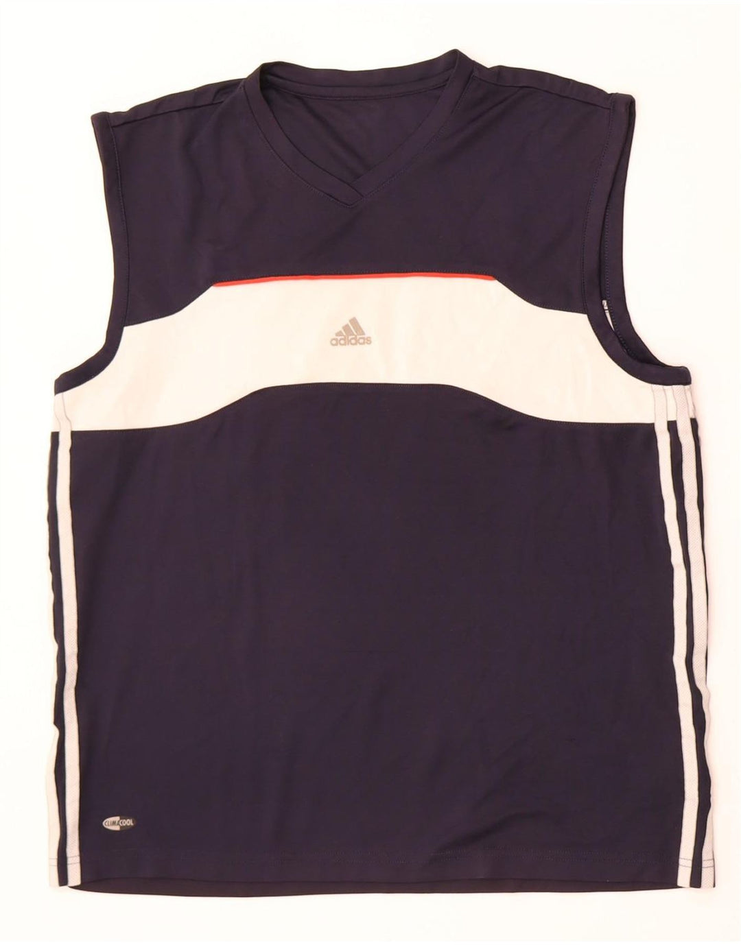 Adidas Mens Climacool Vest Top Médio Azul Marinho Colourblock Poliéster
