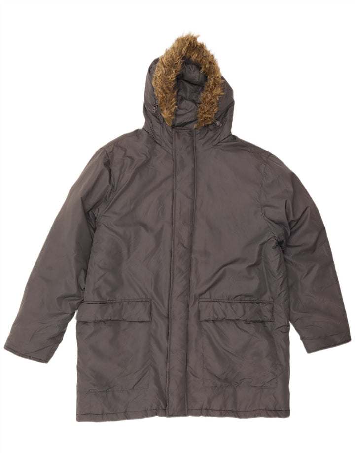 Casaco acolchoado com capuz masculino French Connection poliéster cinza UK 42 XL