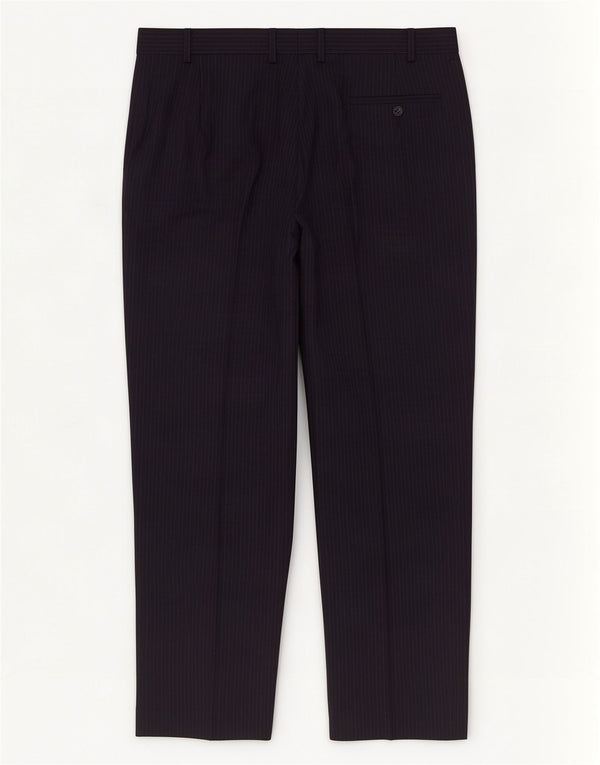 Calça masculina de ajuste regular Marks & Spencer W38 L29 risca de giz azul marinho
