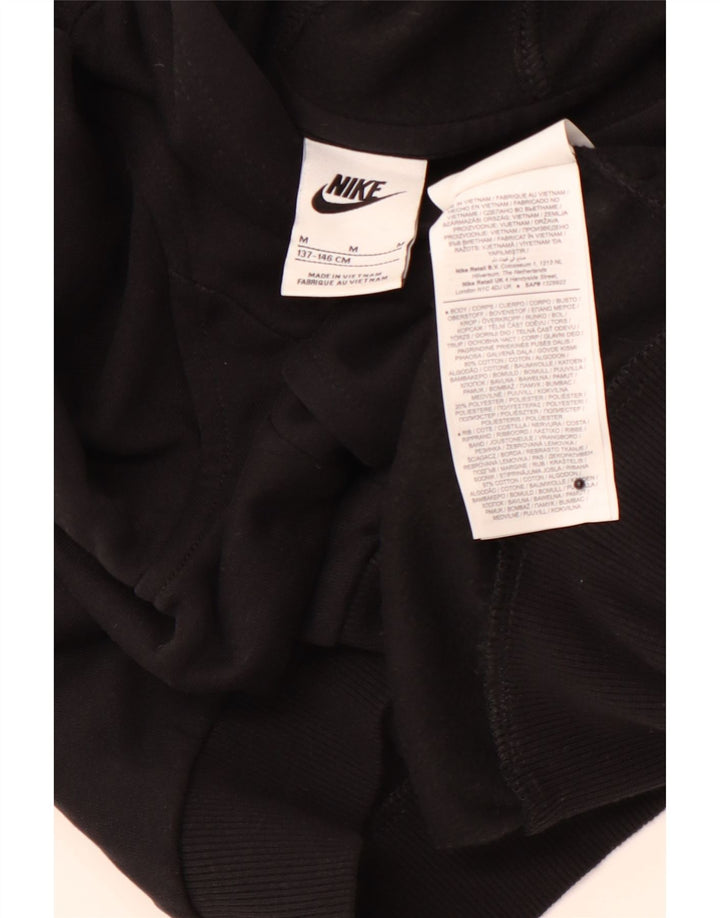 NIKE Girls Crop Graphic Hoodie Jumper 10-11 Anos Médio Algodão Preto