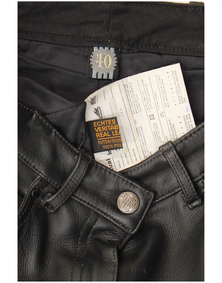 Calça feminina de couro Hein Gericke EU 40 médio W30 L29 couro preto