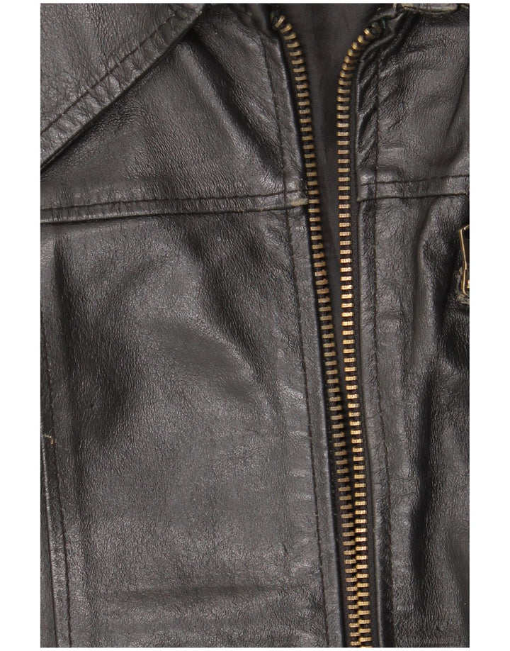 Jaqueta de couro feminina vintage UK 18 XL couro preto