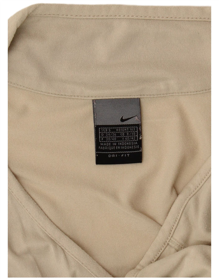 Top Nike Dri Fit Feminino Manga Longa UK 8/10 Pequeno Bege