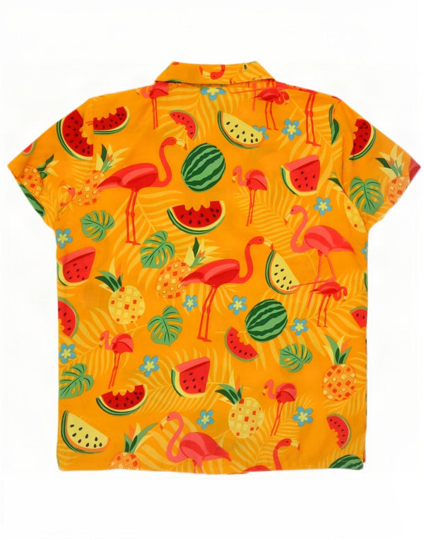 Camisa masculina vintage de manga curta XL amarela Terivoile Festival