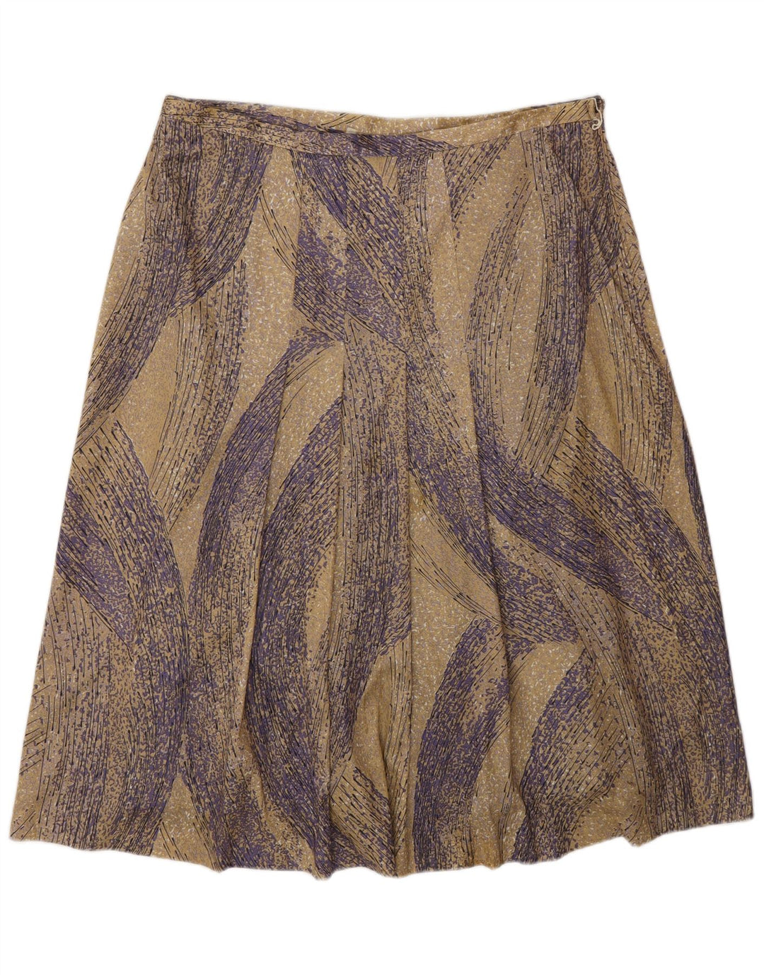 Saia feminina vintage com padrão abstrato linha A W34 grande poliéster bege