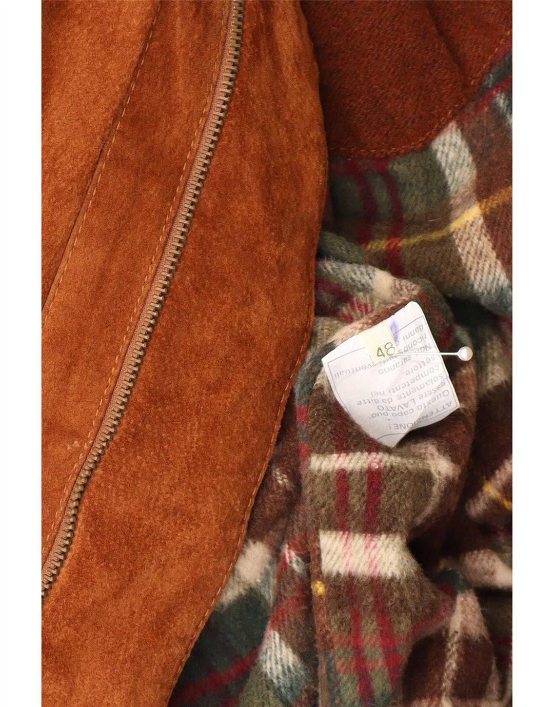 Sobretudo de camurça masculino vintage IT 48 couro marrom médio