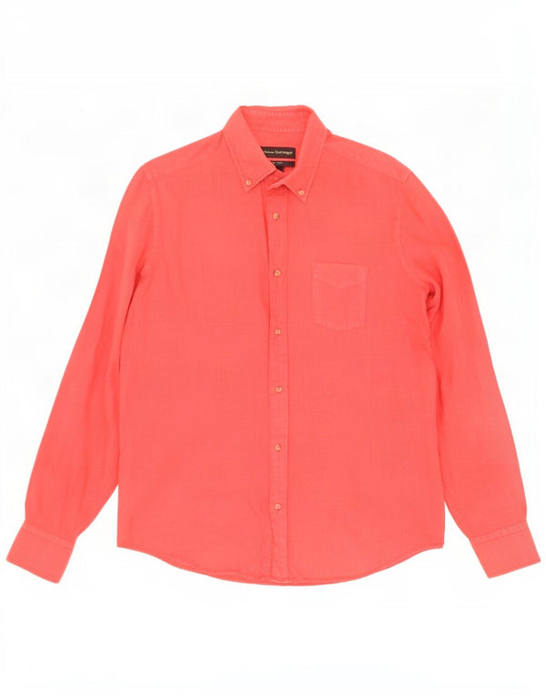 Camisa masculina Massimo Dutti de linho vermelho médio