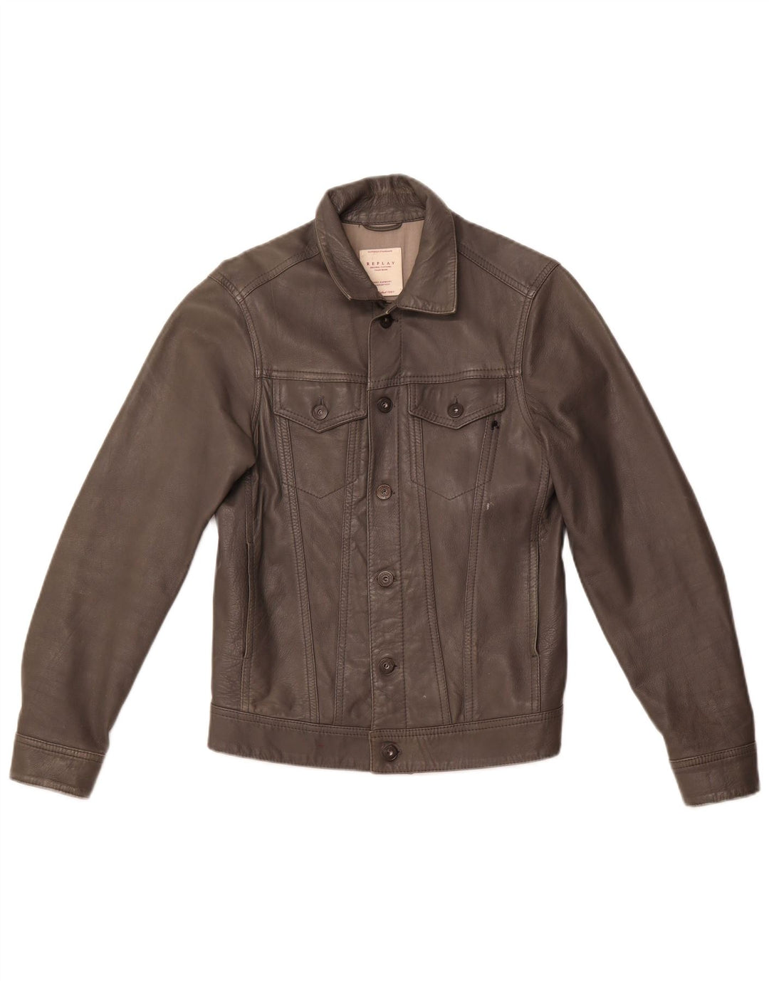 Jaqueta de couro feminina REPLAY UK 10 pequena couro cinza