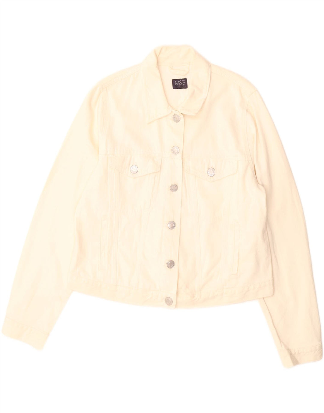 Jaqueta jeans feminina Marks & Spencer UK 16 grande algodão branco