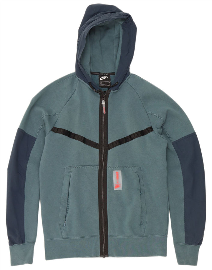 Suéter Nike Masculino Zip com Capuz Pequeno Azul Colorblock Poliéster