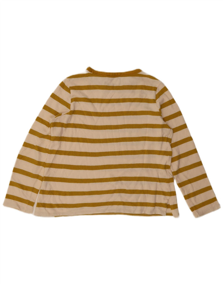Top feminino Marks & Spencer manga comprida Reino Unido 12 algodão listrado amarelo médio