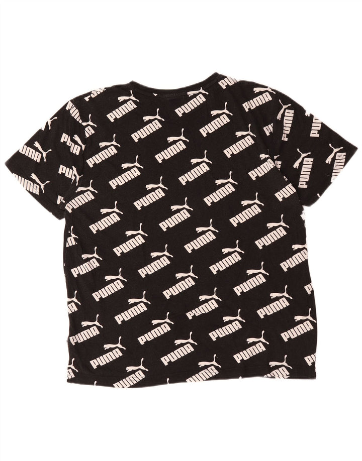 Puma Mens Graphic T-Shirt Top Médio Algodão Preto