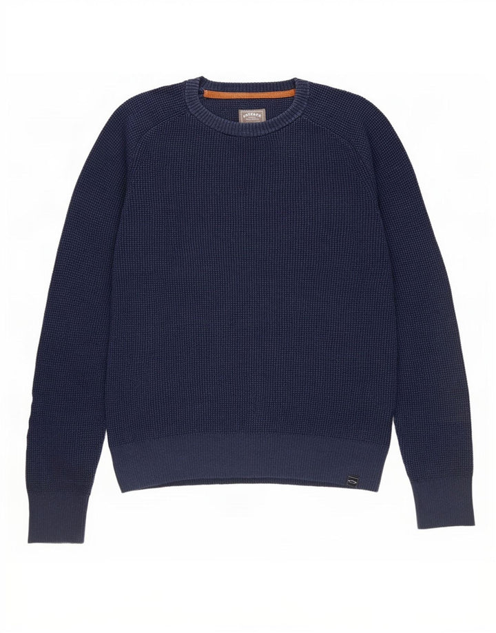 Suéter masculino Fat Face com gola redonda, pequeno algodão azul marinho