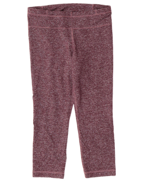 Leggings capri femininas UNDER ARMOUR UK 10 poliéster manchado cor de vinho pequeno