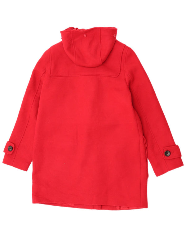 Casaco Duffle feminino com capuz Marks & Spencer Reino Unido 12 poliéster vermelho médio