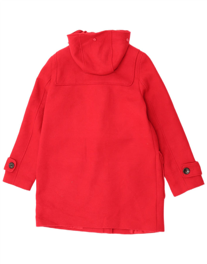 Casaco Duffle feminino com capuz Marks & Spencer Reino Unido 12 poliéster vermelho médio