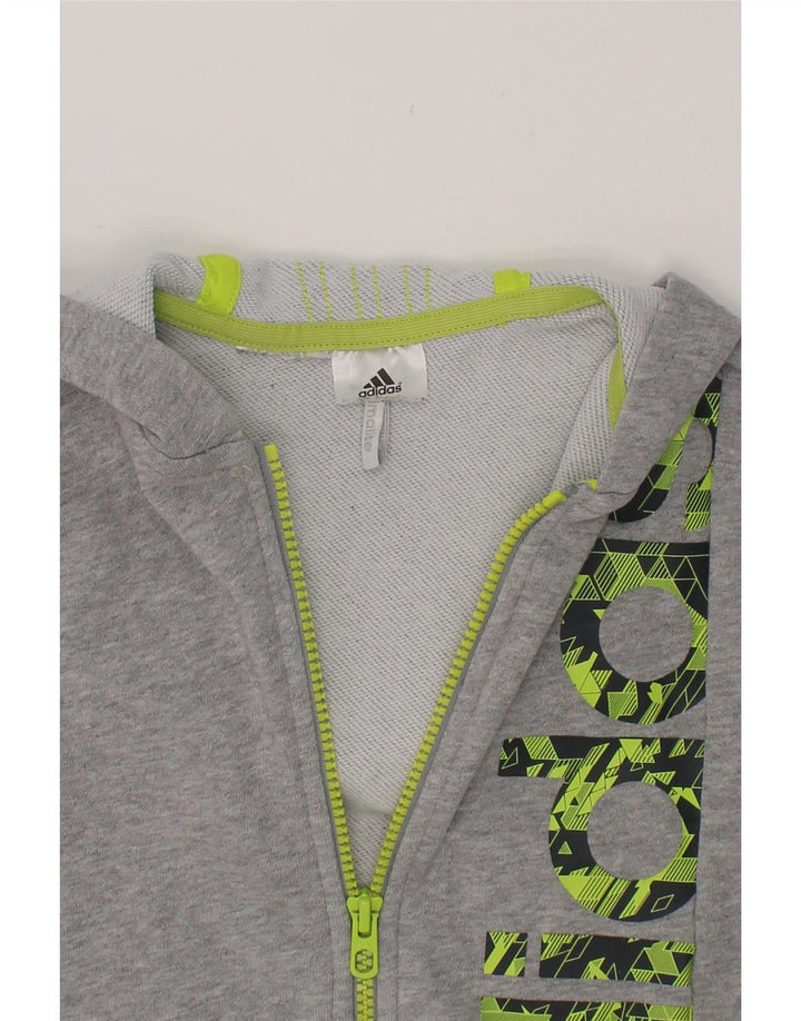 ADIDAS Boys Climalite Zip Hoodie Sweater 7-8 Years Grey Colourblock Vintage Adidas and Second-Hand Adidas from Messina Hembry 