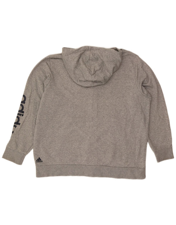 Suéter Adidas masculino com capuz e zíper gráfico 2XL cinza manchado