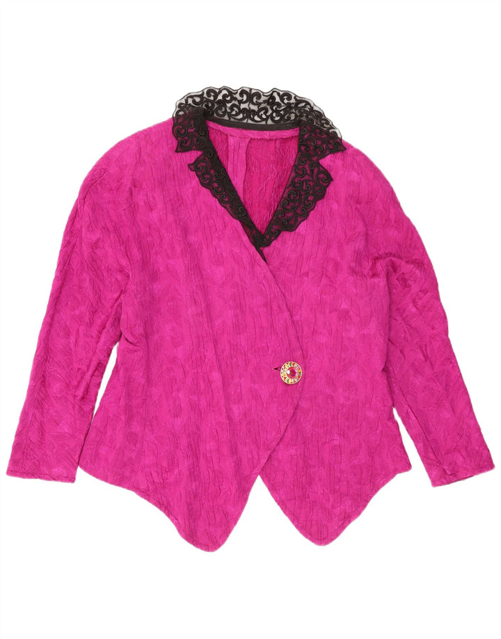 Jaqueta blazer feminina vintage com 1 botão Reino Unido 16 grande rosa