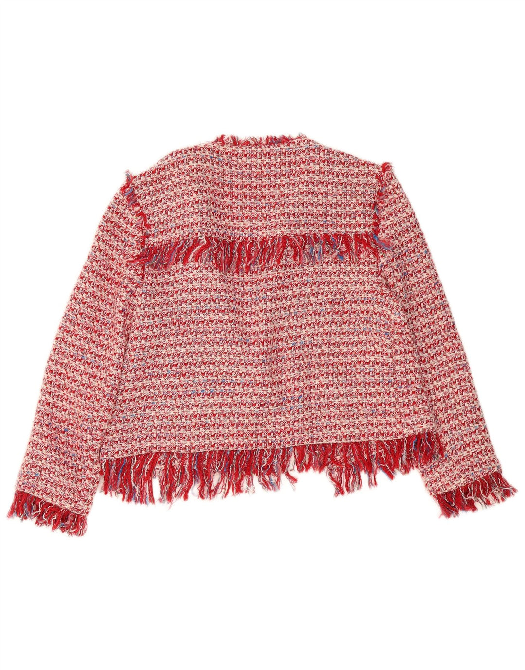 Zara Womens Open Bolero Jacket UK 16 Grande vermelho manchado