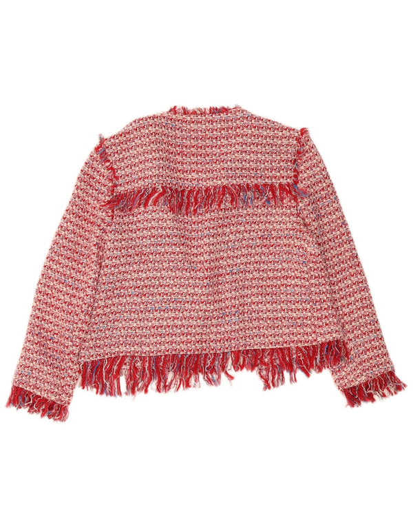Zara Womens Open Bolero Jacket UK 16 Grande vermelho manchado