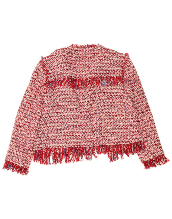 Zara Womens Open Bolero Jacket UK 16 Grande vermelho manchado