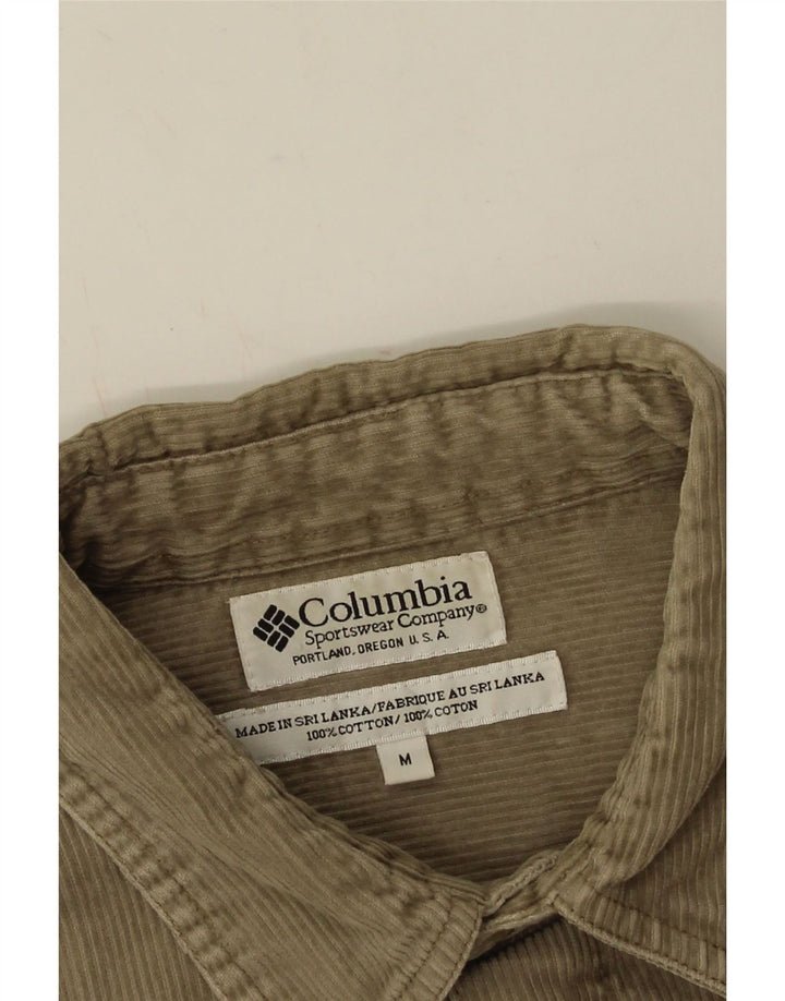 Columbia Camisa masculina de veludo cotelê médio bege algodão
