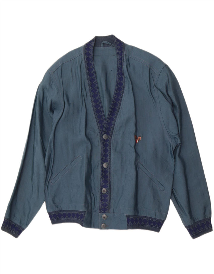 Jaqueta bomber masculina Bignami IT 48 linho azul médio