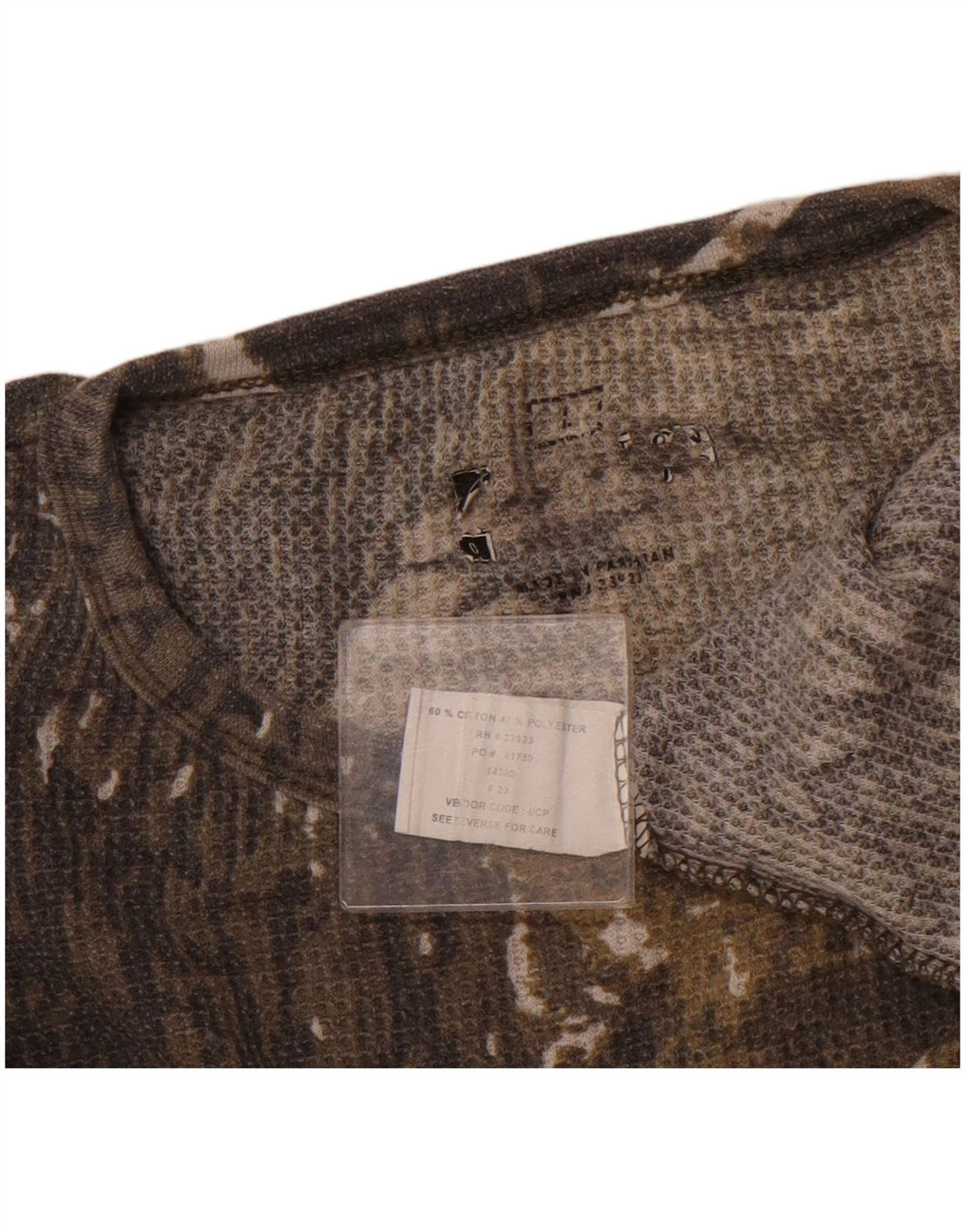 Top masculino VINTAGE de manga comprida grande algodão camuflado bege