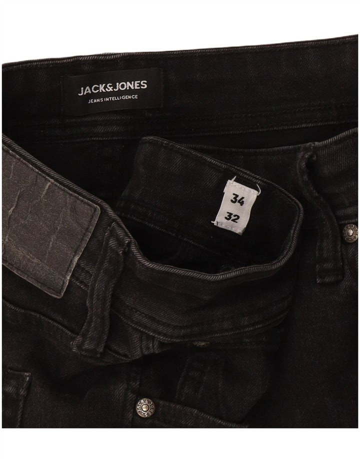 Jack & Jones Masculino GLENN Slim Jeans W34 L32 Algodão Cinza