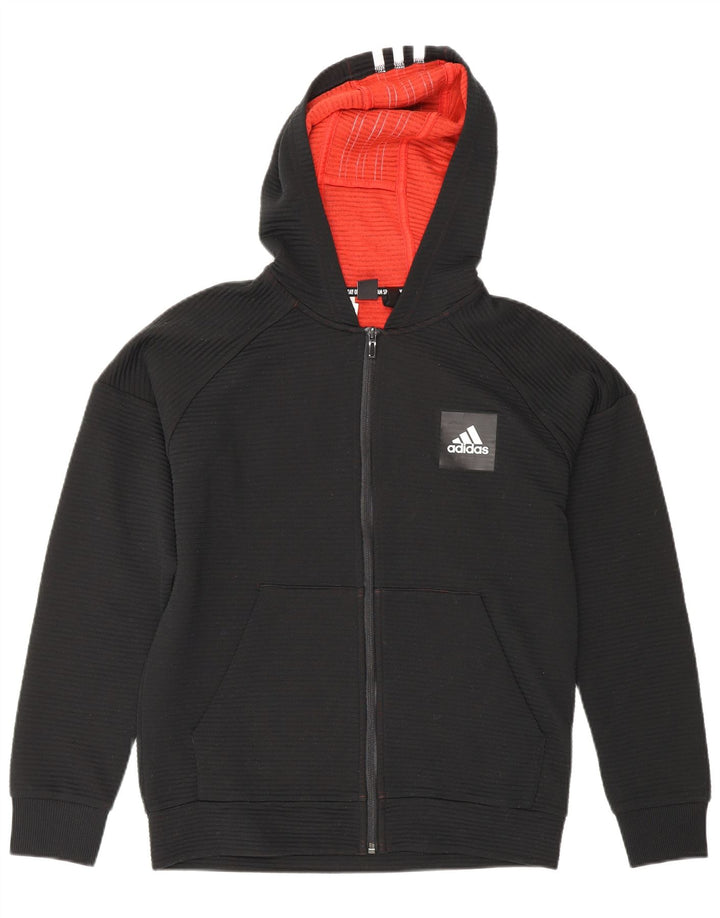 Suéter Adidas Boys Zip com capuz 13-14 anos preto poliéster